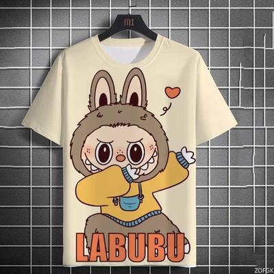 Moda de Verão 3D Desenho Animado Puxar Pano Bonito Estampado Manga Curta Confortável Casual Gola Redonda Solta T-shirt