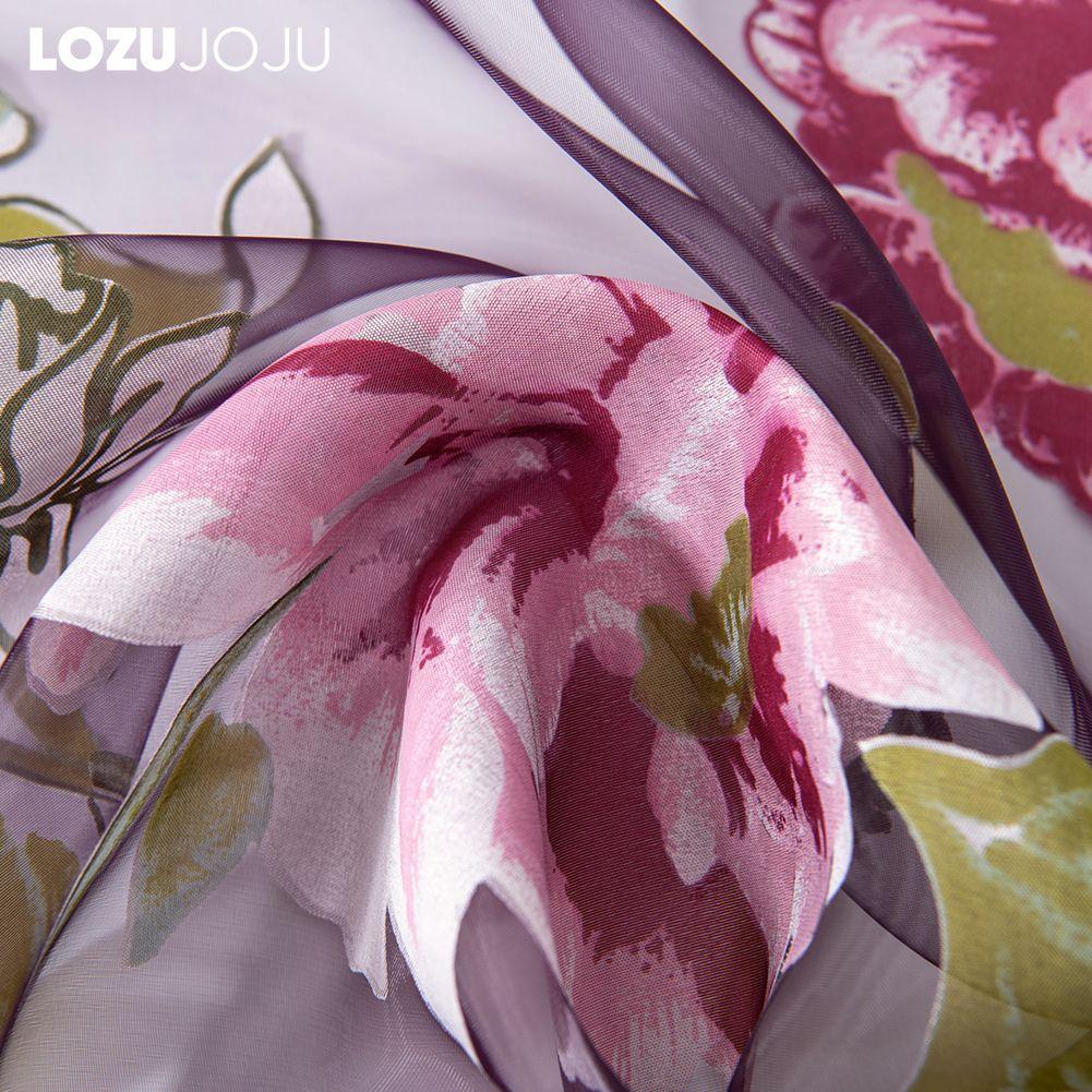 1PC Romantic Flowers Tulle Curtain Newest Burnt-out Printing Craft Sheer Window Curtain For Living Room Bedroom Lozujoju Home Decor