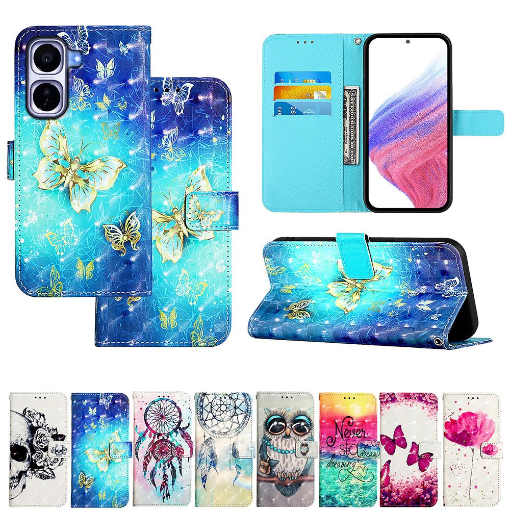 Cute Painted Leather Flip Phone Case on For vivo iQOO 15 Neo 11 Z10 Lite Z10X Z9X Z9 Turbo Z9S Pro Wallet Stand Book Cover Cards