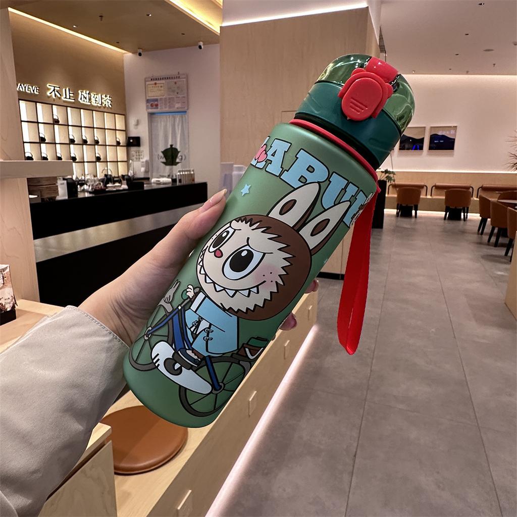 Cute Water Cup Bounce Cover Portable Car Cup Slender Water Cup