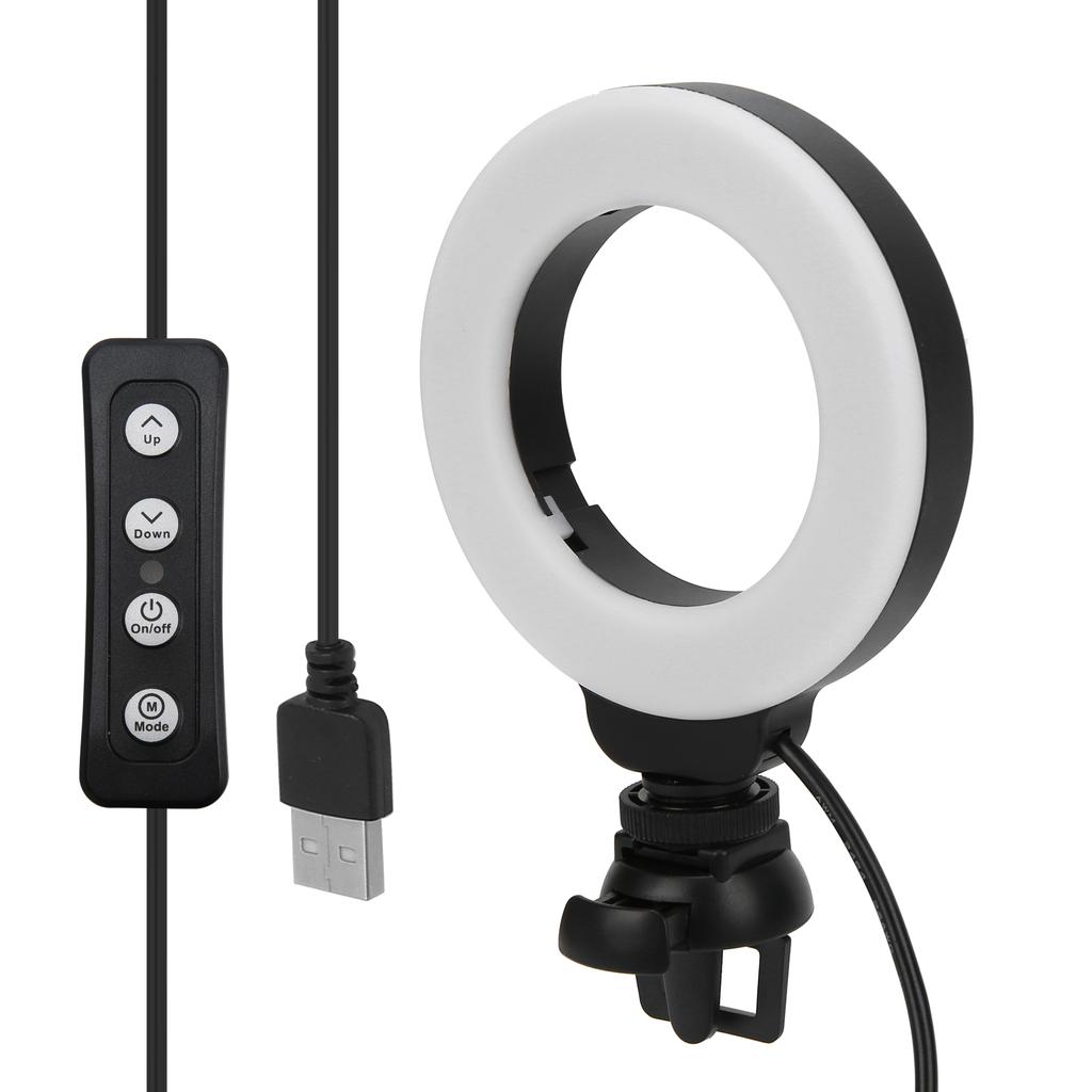 4in LED Dimmable Ring Light Selfie Fill Light with Clip for Live Video for Laptop Tablet PC