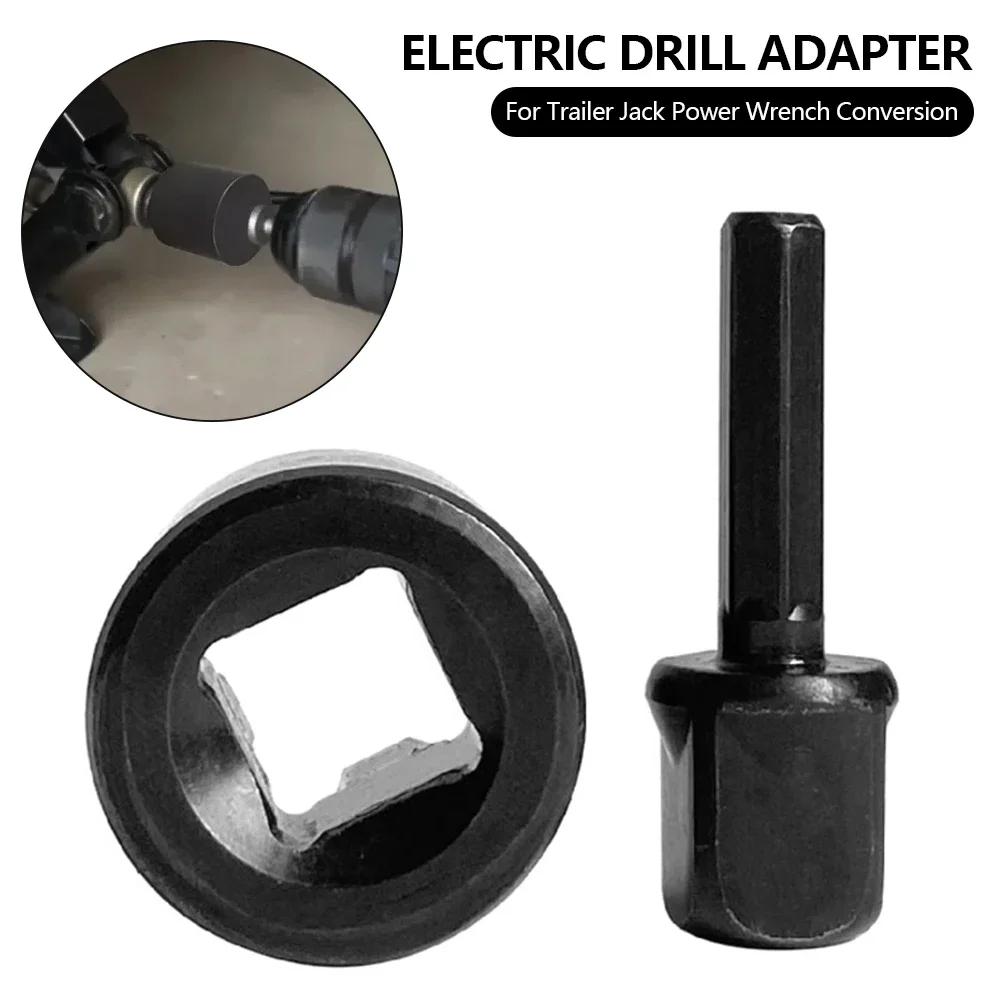 Heavy Duty Trailer Jack Drill Adapter Steel Electric Tool Attachment for Boat RV Leveling Fast Installation Emergency Kit