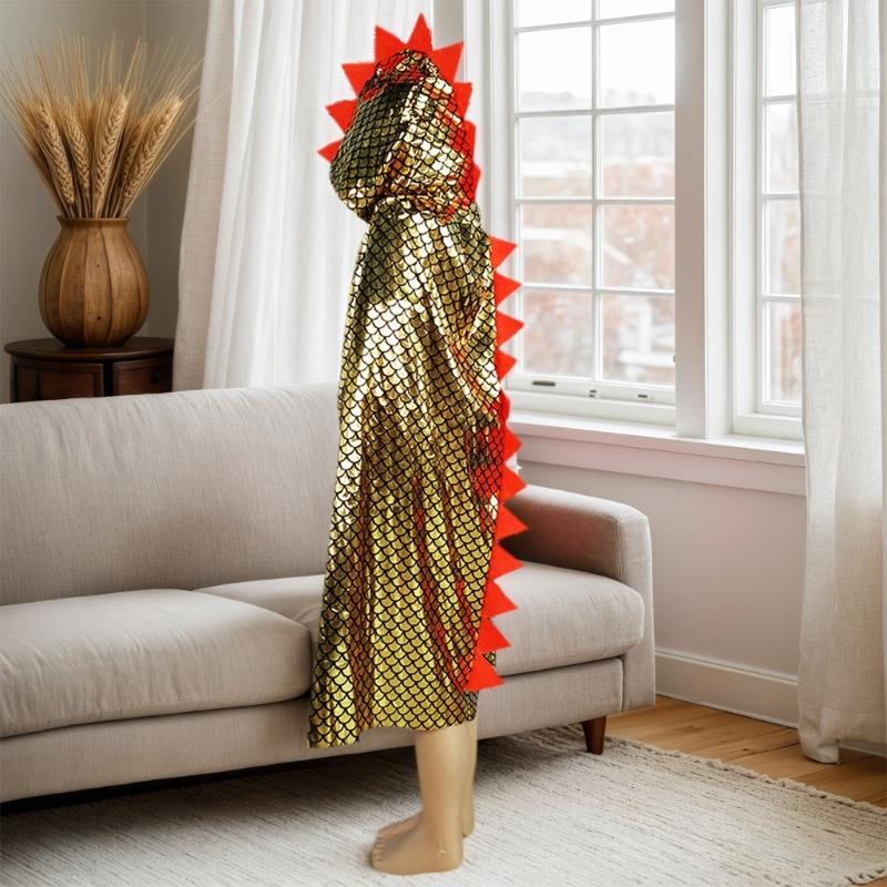 Dinosaur Cape Dragon Hooded Cloak Boy Girl Toddler Dressing Up Clothes Cosplay Halloween Costume Wizard Witch Cloak