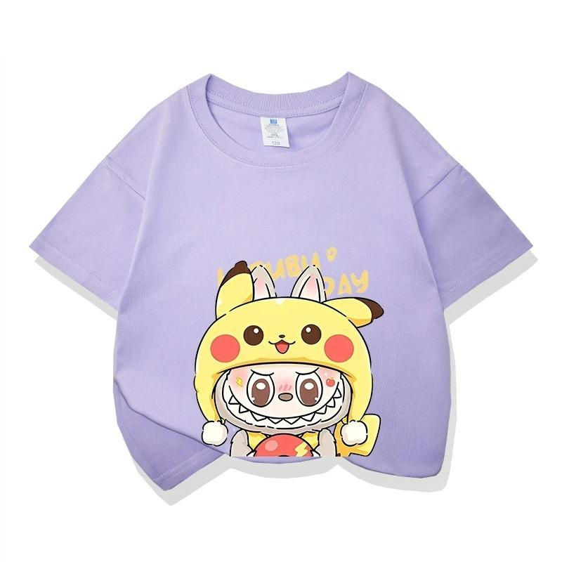 Kreslená grafika Dětské Dospělé Labubu Tištěné Tričko Léto Pánská a Dámská Móda Outdoor Dívka Tričko s Krátkým Rukávem Top Pulovr