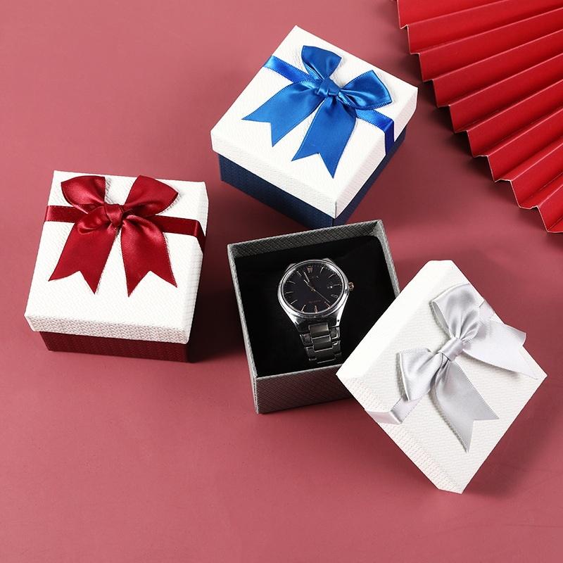 Packaging Box 9*8.5*5.5Cm Bow Bow Packaging Box Paper Watch, Earrings Box For Special Occasions Gift-Giving Jewelry Display