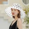 Women's Sun Hat Mesh Topper Organza Summer Sun Hat Vintage Outdoor Gauze Hat Beach Polka Dot