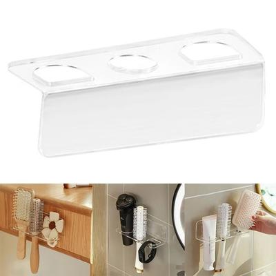 2Pcs Acrylic Hair Brushes Rack Wall Mounted Toilet Storage Shelf Bathroom Comb Holder  for Home