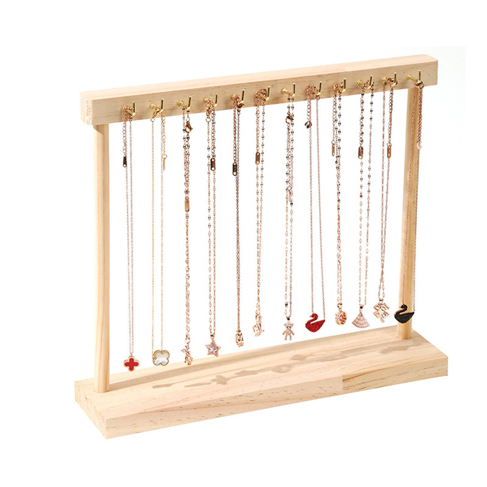 

Solid Wood Necklace Display Stand Functional Wood Jewelry Stand Simple Display Holder for Necklace Arrangement B