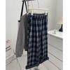 Women's Fleece-Lined Retro Plaid Wide-Leg Pants - Autumn/Winter Casual