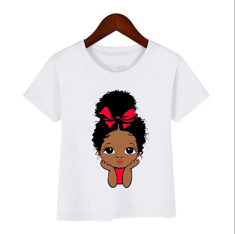 Summer Melanin Baby Girls Tshirt Cute Black Girl Magic Toddler Kids Top Tee Funny Lovely Childrens Polyester Fiber Clothing
