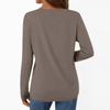 Women's Casual Fashion Brushed Color Long-sleeved V-neck Top T-shirt