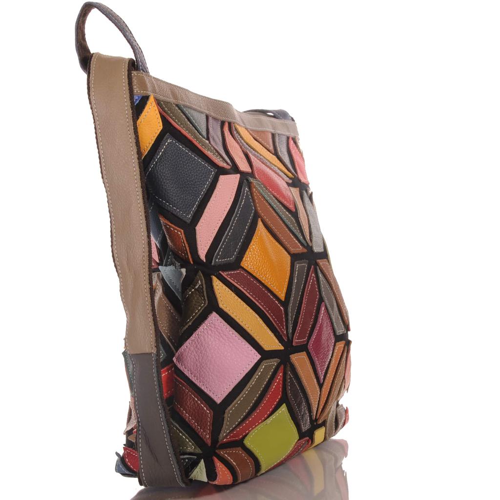 Damen Leder Umhängetasche – Patchwork Design