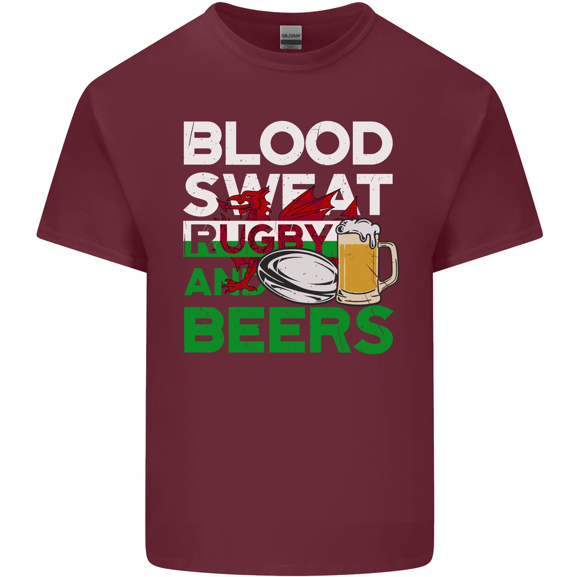 Blood Sweat Rugby and Beers Wales Funny Unisexs Light Cotton TShirt S
