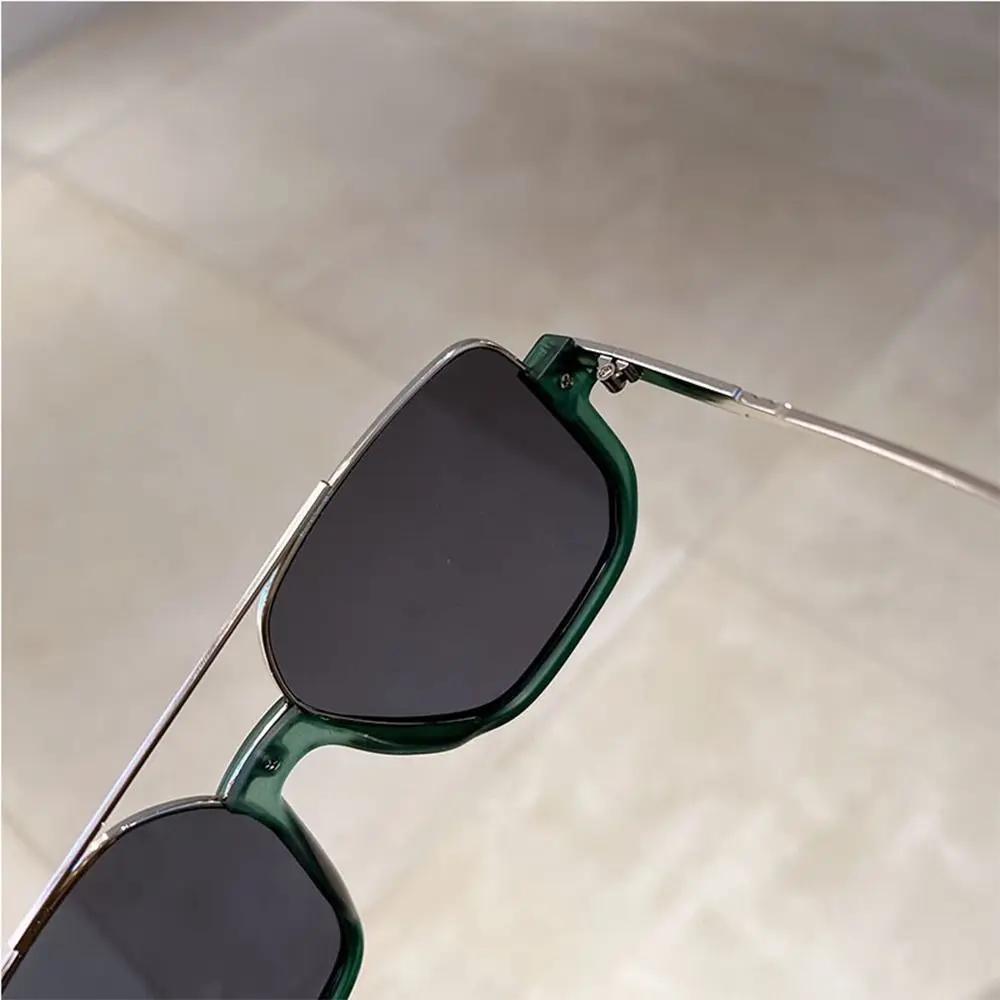 1Pc Vintage Oversized Sunglasses Fashion Square Shades For Women Men Trendy Popular Half Metal Frame Eyewear Uv400 Sun Glasses