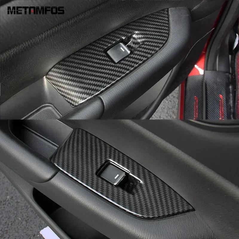 Car Accessories For Mazda CX-5 CX5 KF CX-8 CX8 2017- 2024 Interior Carbon Fiber Window Lift Switch Cover Trim Armrest Frame