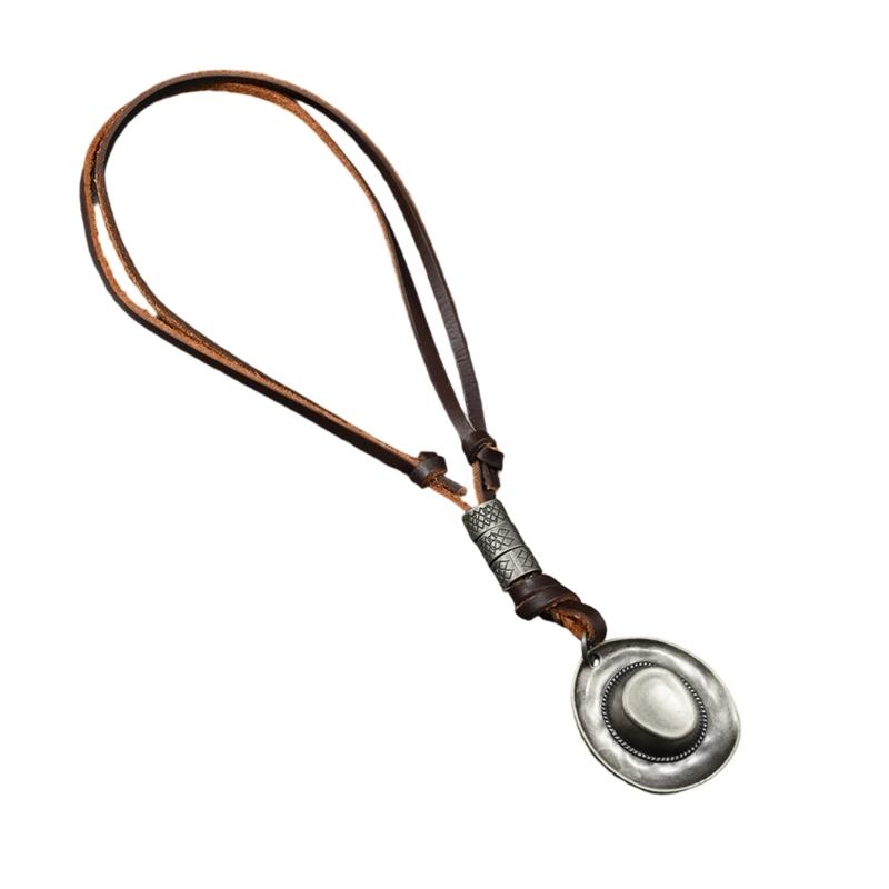 Retro Zinc Alloy Necklace Lightweight Brown Leather Neckchain Jewelry For Everyday Wear And Stylish Occasion