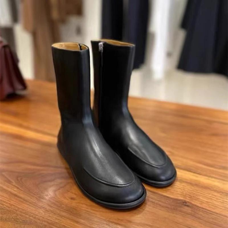 

Версия из коровьей кожи~ нишевый дизайн ретро ботинки Мартина женские ботинки на молнии сбоку тонкие ботинки на плоской подошве кожаные короткие ботинки 40