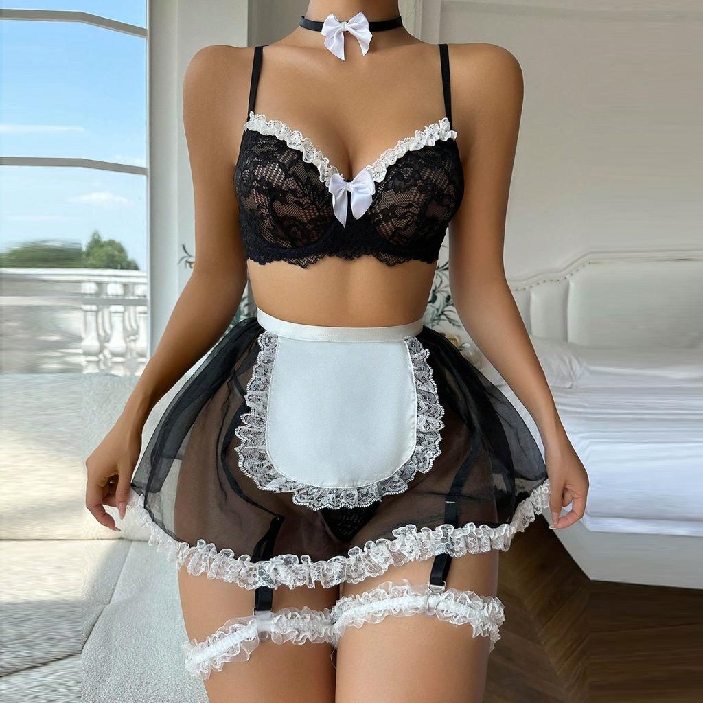 Women's Sleepwear  Spaghetti Strap Dress  Transparent Sexy Nightgowns Lace Slip Pajamas  Sexy Set Lingerie