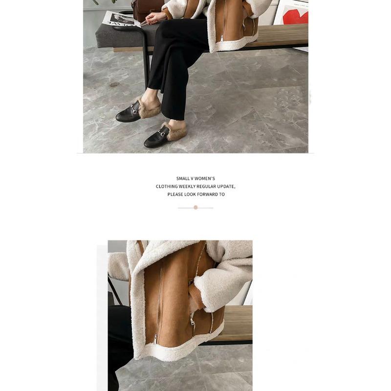 Women Loose Thick Warm Lamb Wool Motorcycle Casual Outerwear Coat