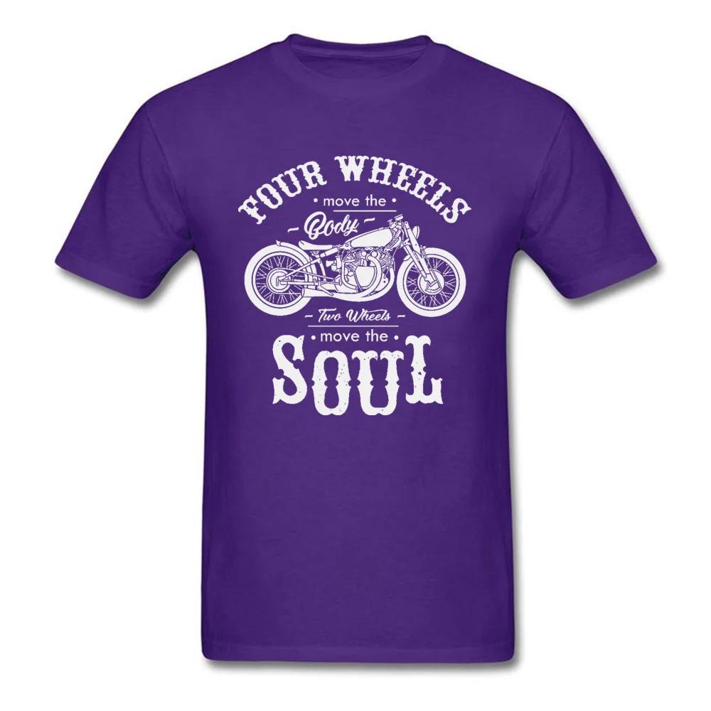 Vintage Motobike Rider Cycle Male Tops & Tees Motorcycle Tshirt Black Four Wheel Move The Body Two Wheels Move The Soul