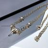 Neue Herz Perlen Strass Choker Halskette mit Doppel C Logo und Diamantkette