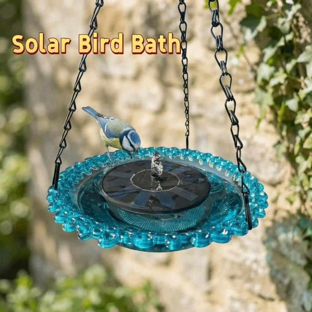 Automatic Solar Fountain Birdbath Waterfall Design Floating Water Feature Solar Bird Bath Plastic Garden Bird Feeder Backyard