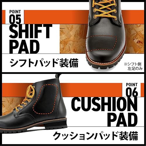 Daytona Motorcycle Short Boots 26.5cm/Men's Genuine Leather Cowhide Built-in Shift Pad Side Zip HBS-003 Black 96966