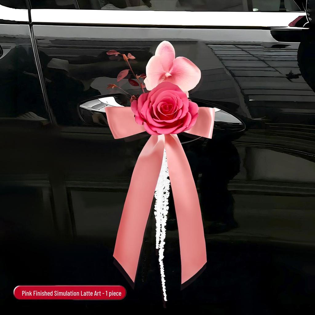 Ensemble de Fleurs de Décoration de Voiture de Mariage - Décoration de Poignée de Porte et Arrangement de Dote