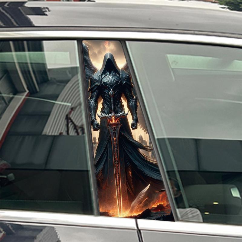 Devil Skeleton Samurai Skull Head Car B Pillar Sticker Waterproof Center Column Cover Scratches Sunscreen Car Accessories