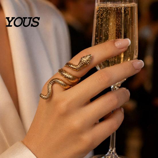 Wrapped Snake Design Ring Exaggerated Print Finger Band, Adjustable Open Ring, Flexible Size Three-Dimensional Winding Animal for Jewelry Gift