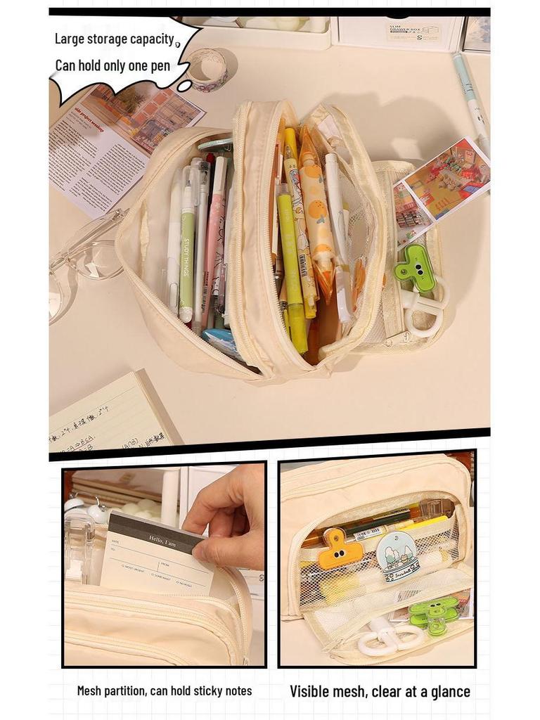 Minimalist Japanese-Style Pencil Case 2023: Large-Capacity Stationery Box for Students, Unisex