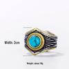 Indian Style Turquoise Retro Titanium Steel Men's Hip Hop Gemstone Ring
