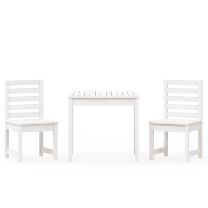 VidaXL Ensemble de bistrot de jardin 3 pcs blanc bois de pin massif 3154672