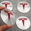 ANC1 4Pcs/set 56mm Silver Red Tesla Cap Hub Center Cap Sticker Logo for Tesla Model 3 Y S X Personalized Car Sticker Car Accessories
