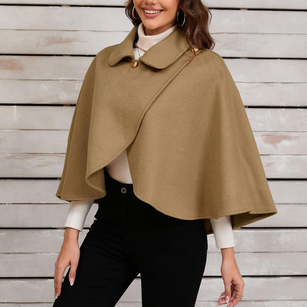 Women's Fashion Wool Tweed Jacket Short Versatile Cape Shawl
