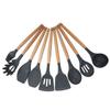 9Pcs Set Silicone Kitchenware Kit NonStick Cooking Utensils Baking Tool with Wooden Handle