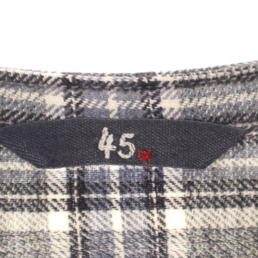 45R Check Pattern Long Sleeve Frill Shirt 2 Gray Women Used