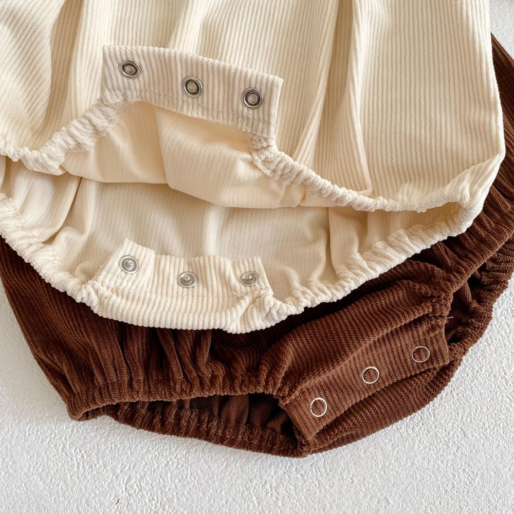 Baby koi Baby Clothes Overalls Tops Spring Autumn Clothes Bodysuit Girls Onesie Long Sleeve Shirt Top and Bottom Set Baby Birthday Gift Border Coffee