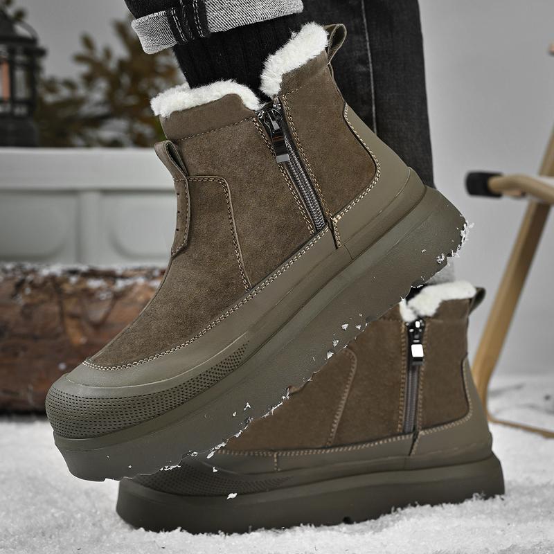 New Men's  Warm Cotton Shoe Men's Winter Slip-on Snow Boots Men for Work Ankle Boots Male Winter Thick Bottom Outdoor Casual Shoes
