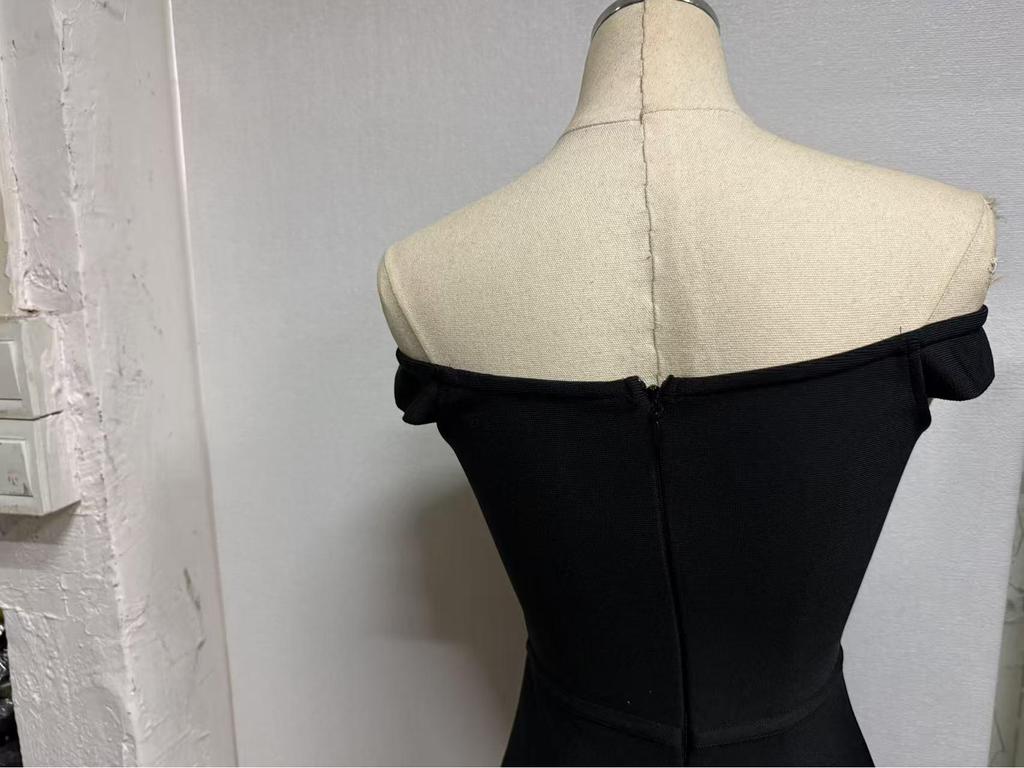 New Women's European & American One-Shoulder Strapless Bodycon Dress with Bandage & Pearl Details