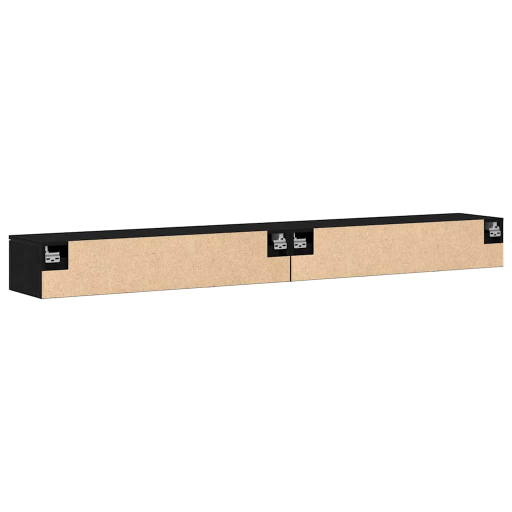 Wall Mounted Cabinet 2 pcs Black Oak Effect Particleboard