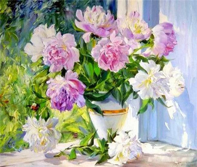 RUOPOTY Oil Painting By Numbers Flower Acrylic On Canvas DIY Frame Wall Art Picture By Numbers Daisy Children's Room Decor