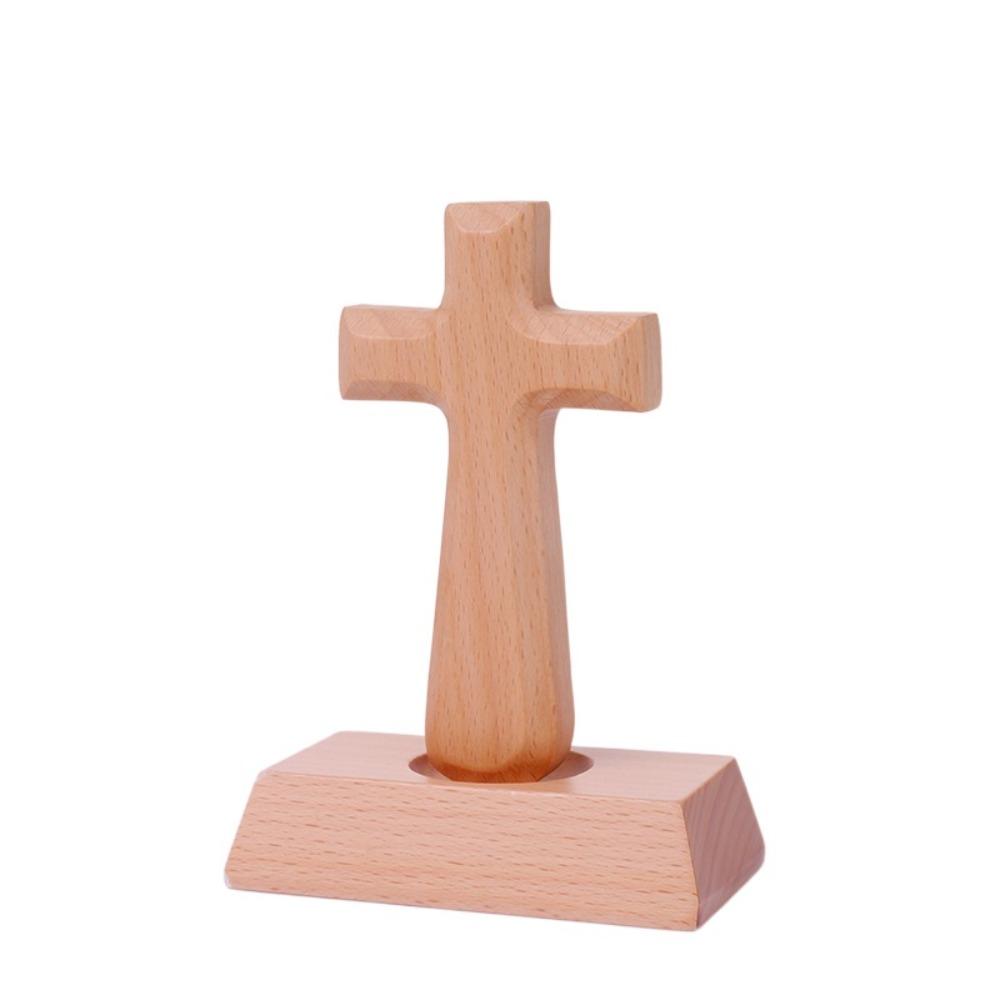 Standing Wooden Crosses Vintage Crucifix Sculpture Art Religious Crosses Ornament  Easters Faith