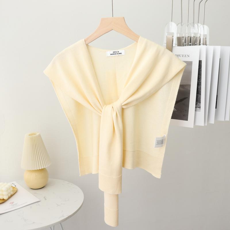 Korean Summer Air Conditioning Fake Collar Neck Guard Scarf Female Knit Thin Autumn Knotted Cape Sunscreen Shawl For Women