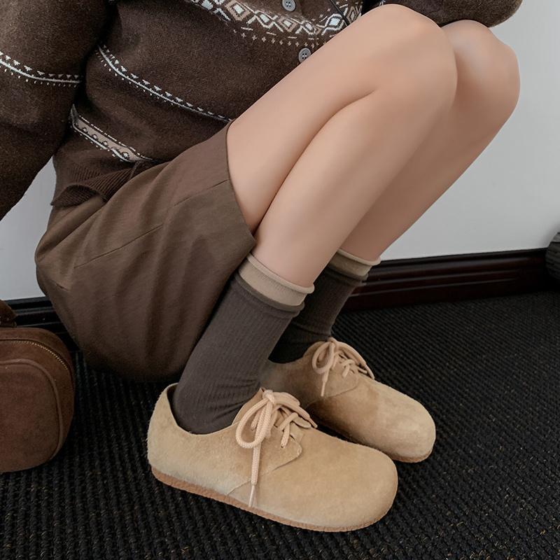 Modetraining Kuhveloursleder Schnürschuhe Damen 2025 Herbst Neue Damen Sneaker Ballerinas Retro Komfort Täglich Lässig Sportschuhe Große Größe