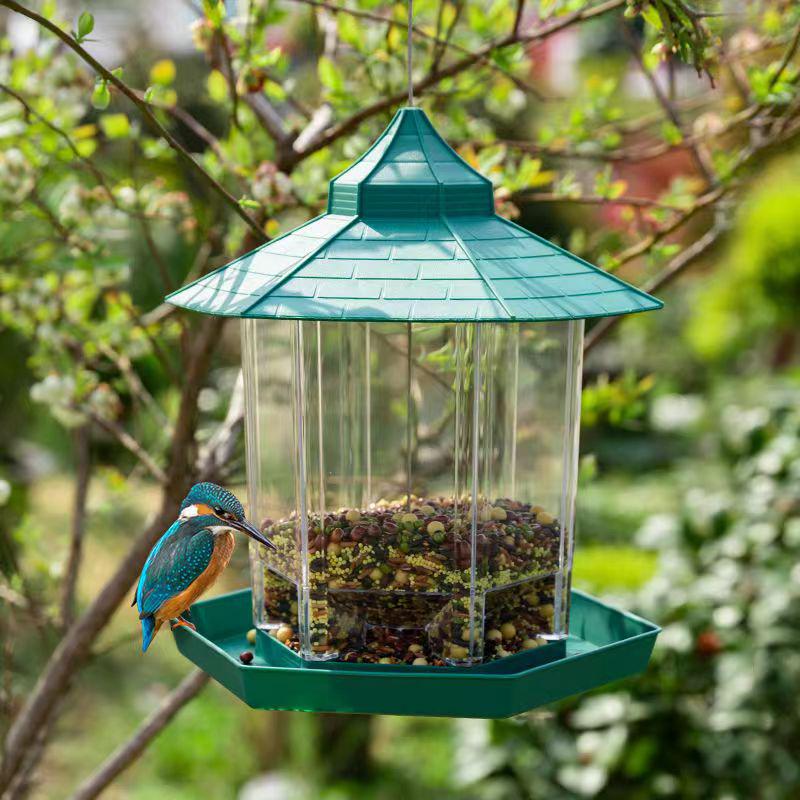 Regenfester Außen-Vogelfutterspender - Automatischer Hängefutterspender für kleine Vögel