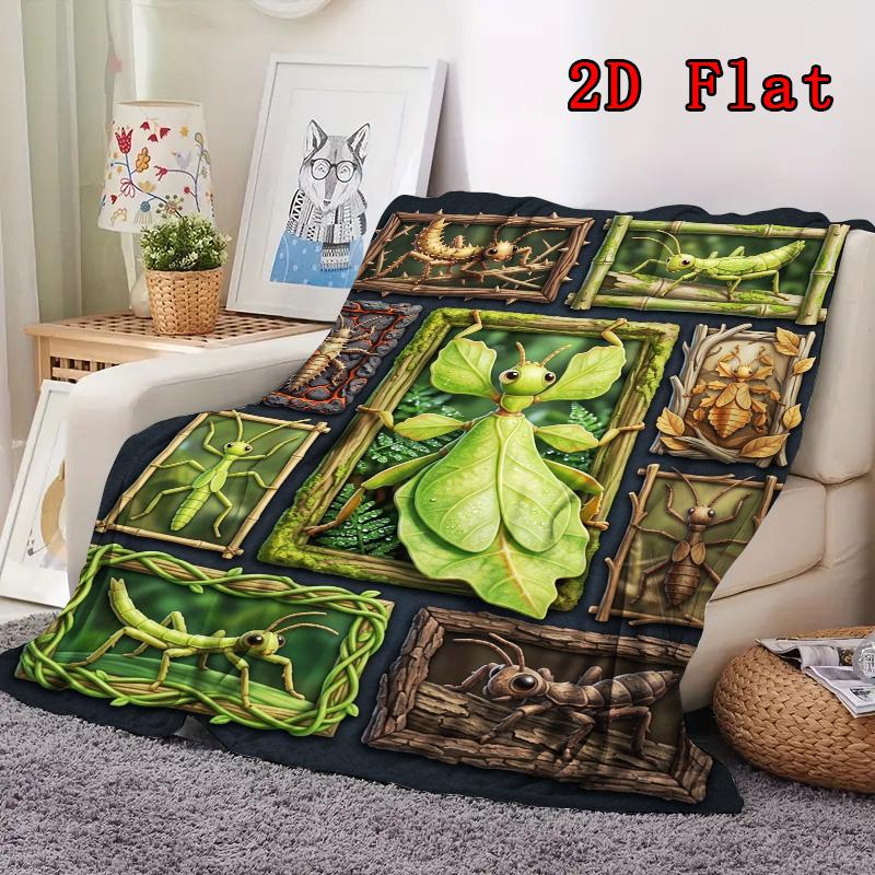 Insect Collection 2D Flat Pattern Flannel Blanket, High quality All Seasons, Home Decor, Warmth and Comfort, Perfect for Christmas Gifts.