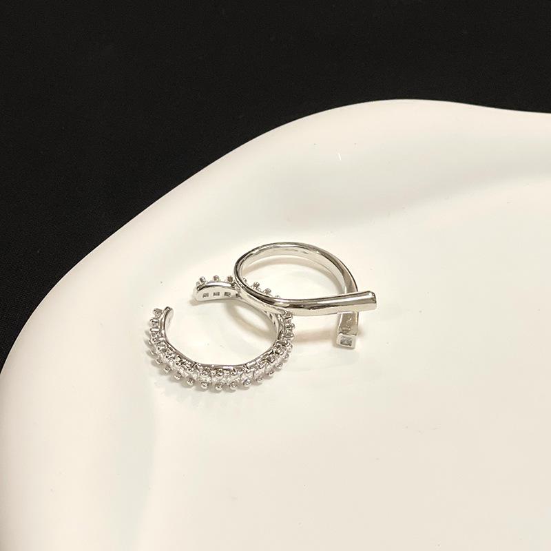 Minimalistischer Öffnungsverstellbarer Schlichter Ring Damen Nischen-Design Kaltwind-Set Zirkon Voll Diamant Zeigefingerring