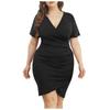 Womens Plus Size Dresses Ruffles Short Sleeve V Neck Ruched Wrap Dress Sexy Casual Wedding Guest Cocktail Dress