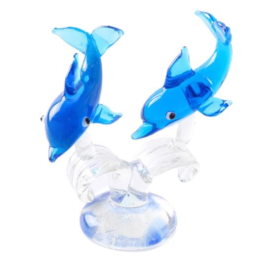 Dolphin Statue Clear Vivid Colorful Lovely Small Animal Glass Miniature Home Decoration